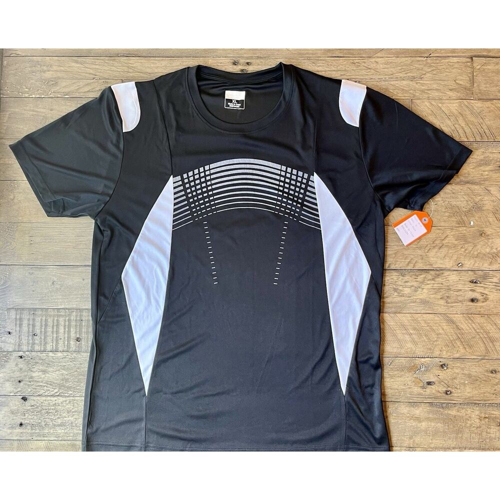 Men's Quick-Dry Sport Running Performance Gym Workout Two Tone T-shirt XL